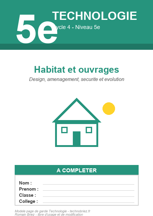 Modèle page de garde technologie 5e à imprimer