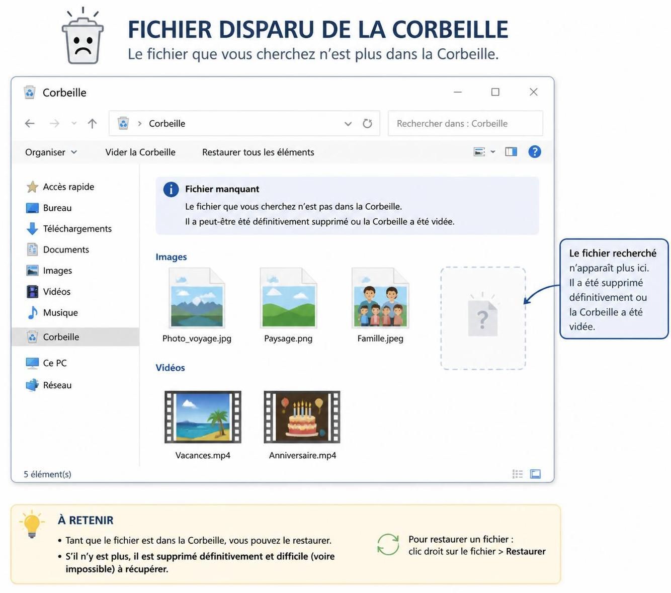 apprenez comment récupérer facilement un fichier supprimé de la corbeille grâce à nos astuces simples et efficaces.